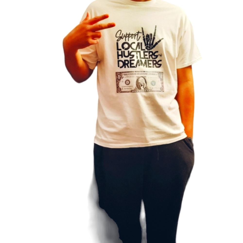 Crew Neck "Support Local Dreamers" T shirt